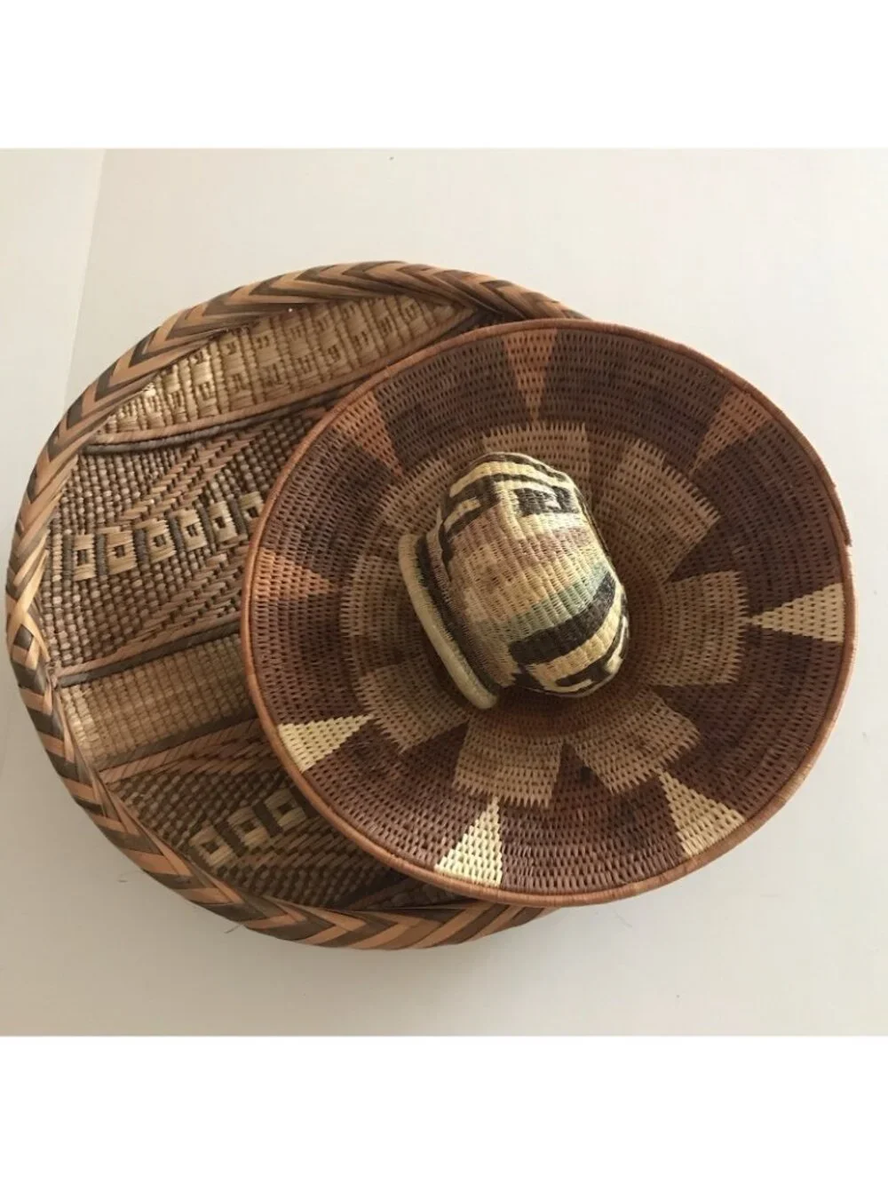 Vintage Handwoven Basket Mixed Lot Tonga Two Tone Coiled Mini Tribal Boho Native